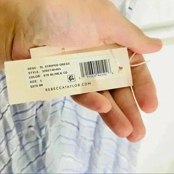 Rebecca Taylor Blue White Stripe Halter Neck Mini Dress Large - Picture 5 of 9